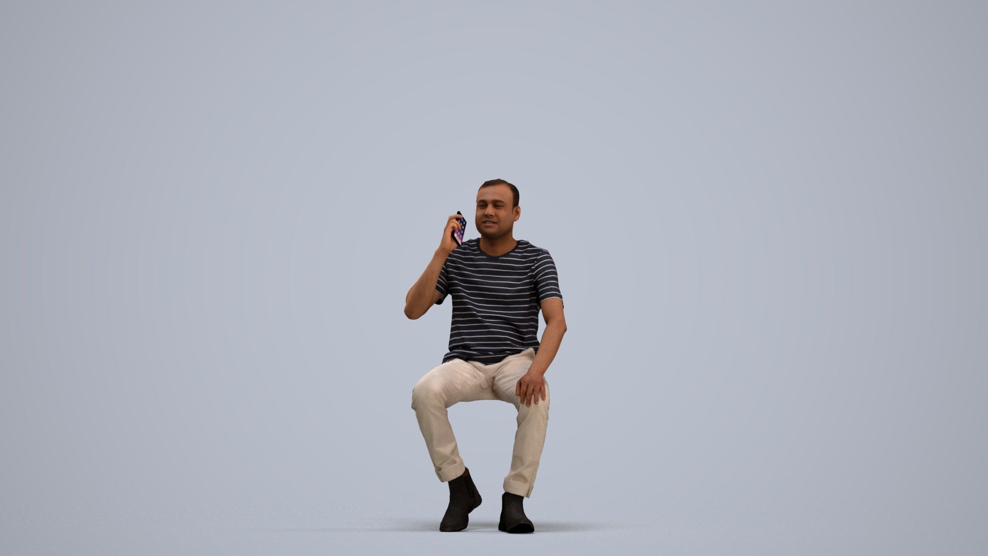 scanned 3D man casual sitting, photogrammetry people for Enscape and V-Ray, standing pose render