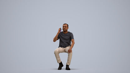 scanned 3D man casual sitting, photogrammetry people for Enscape and V-Ray, standing pose render