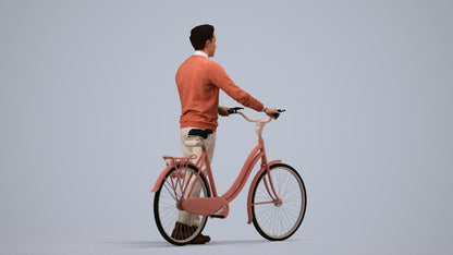 3D people model man casual cycling, scanned human for 3ds Max rendering, side view render