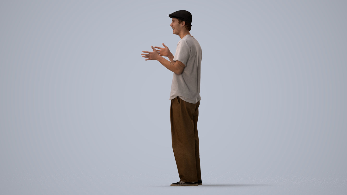 scanned 3D man casual standing, photogrammetry people for Enscape and V-Ray, three-quarter view render
