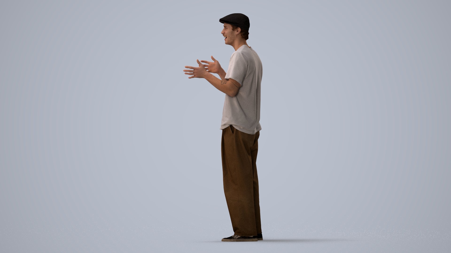 scanned 3D man casual standing, photogrammetry people for Enscape and V-Ray, three-quarter view render