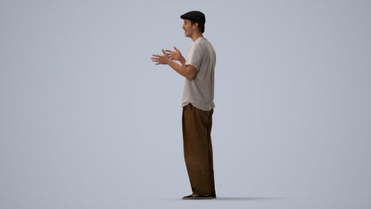 scanned 3D man casual standing, photogrammetry people for Enscape and V-Ray, three-quarter view render