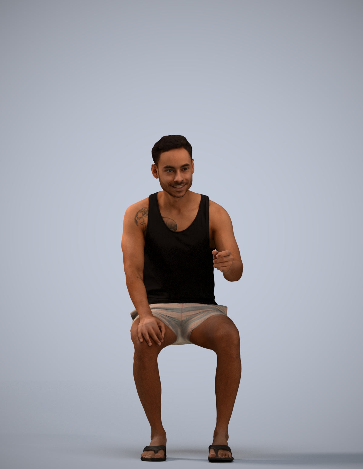 realistic 3D people man casual sitting, render-ready for V-Ray and Corona, FBX OBJ