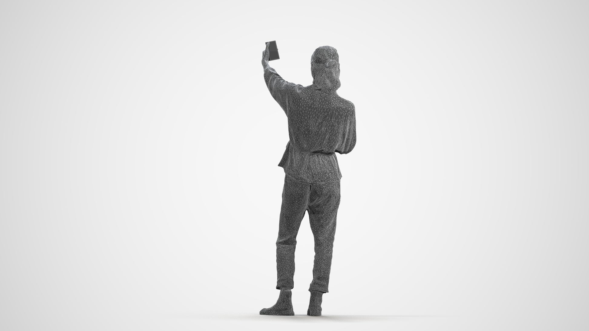 scanned 3D woman casual standing, photogrammetry people for Enscape and V-Ray, wireframe front view