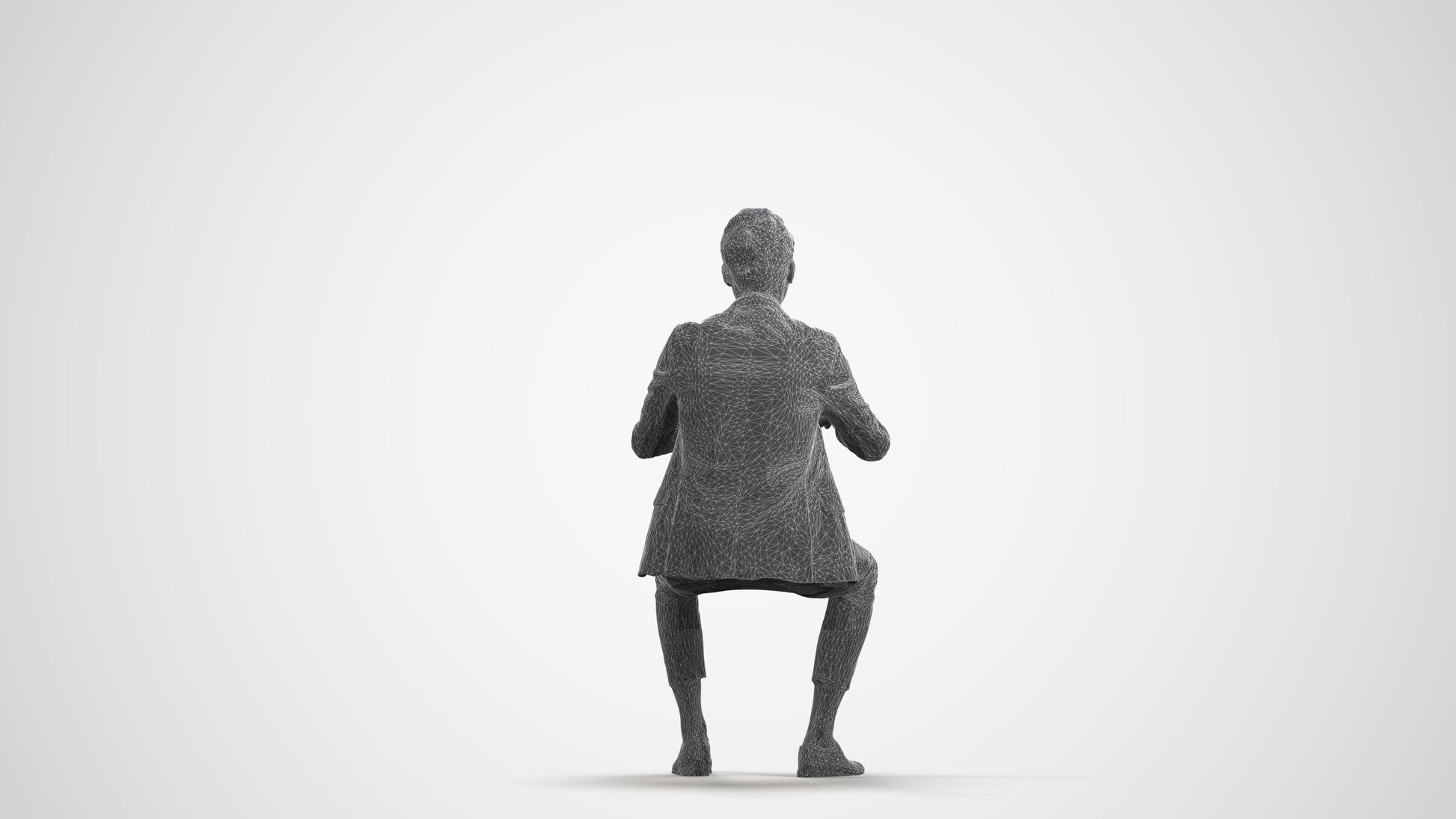 photogrammetry 3D man business, realistic human model archviz FBX, wireframe front view