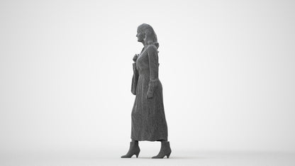 3D human model woman casual walking, photogrammetry scanned person for archviz, square thumbnail