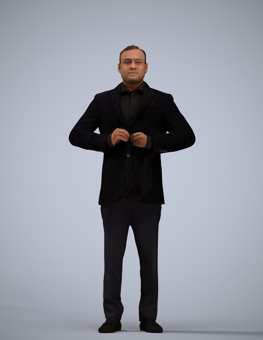 realistic 3D human man business standing, archviz people FBX OBJ for Blender