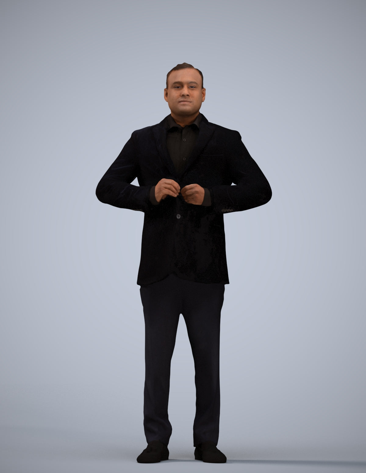 realistic 3D human man business standing, archviz people FBX OBJ for Blender