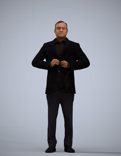 realistic 3D human man business standing, archviz people FBX OBJ for Blender