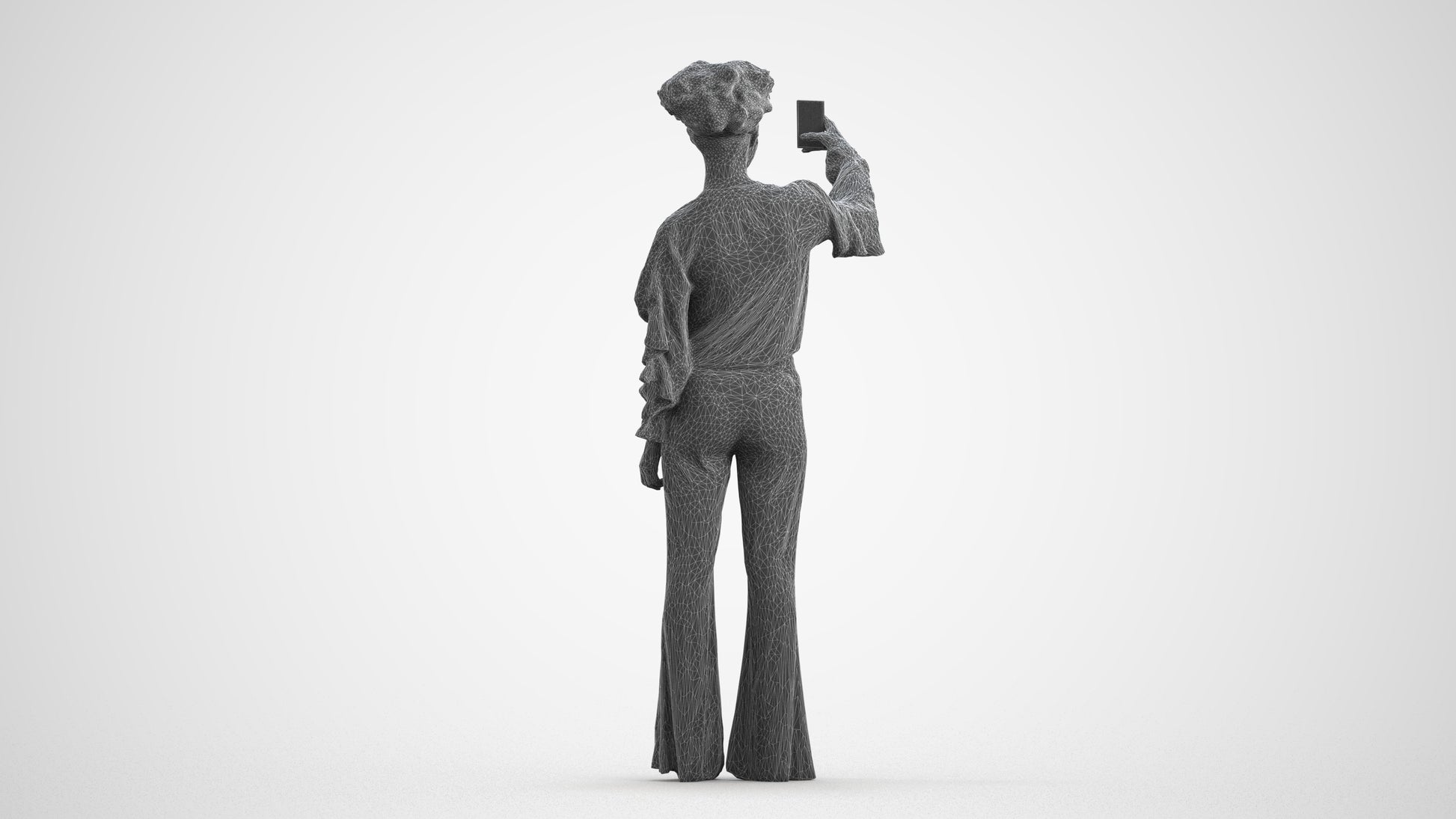 photogrammetry 3D woman casual standing, realistic human model archviz FBX, wireframe front view