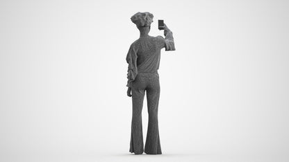 photogrammetry 3D woman casual standing, realistic human model archviz FBX, wireframe front view