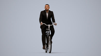 3D people model man business cycling, scanned human for 3ds Max rendering, top-down view render