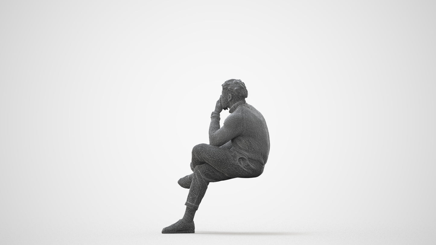 3D people model man casual sitting, scanned human for 3ds Max rendering, square thumbnail