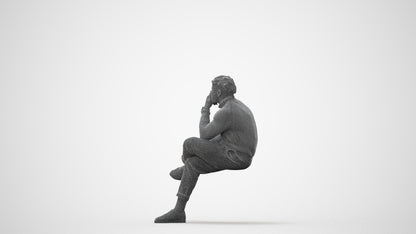 3D people model man casual sitting, scanned human for 3ds Max rendering, square thumbnail
