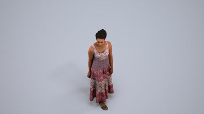3D scanned woman walking casual, photorealistic archviz people for Enscape and SketchUp, back view render