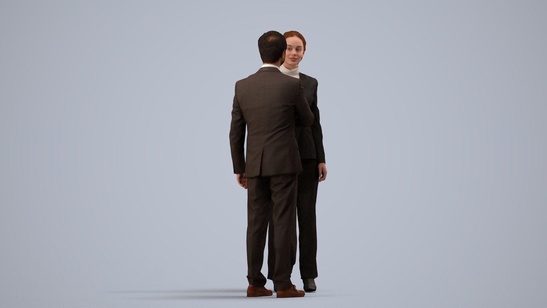 scanned 3D woman business, photogrammetry people for Enscape and V-Ray, side view render