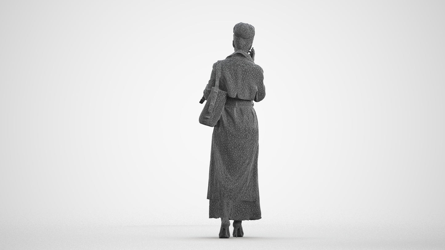 scanned 3D woman business standing, photogrammetry people for Enscape and V-Ray, wireframe front view