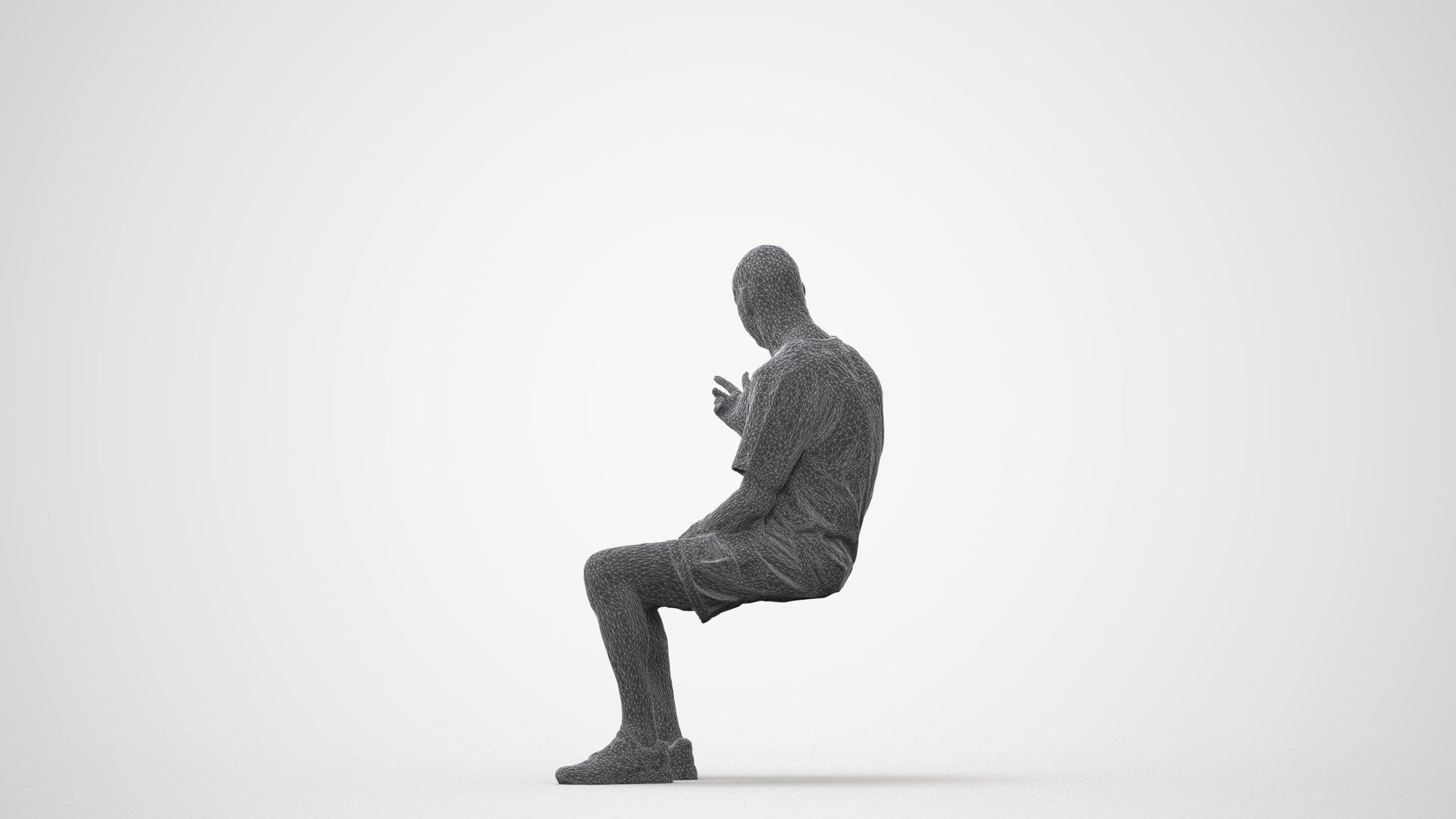 3D scanned senior man sitting casual, photorealistic archviz people for Enscape and SketchUp, square thumbnail