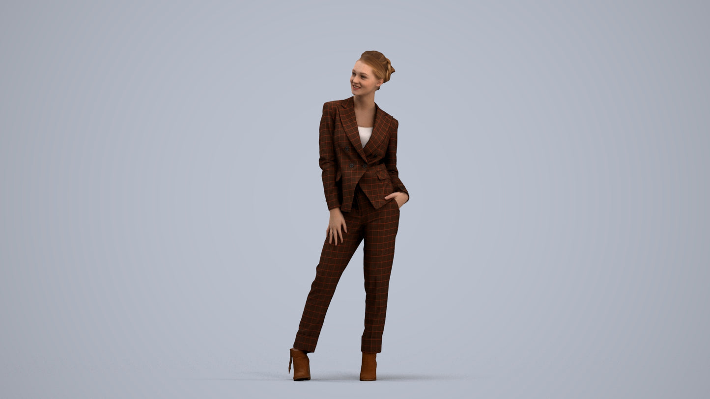 3D scanned woman business, photorealistic archviz people for Enscape and SketchUp, standing pose render