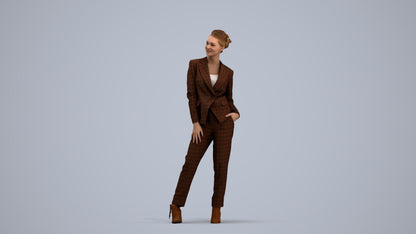 3D scanned woman business, photorealistic archviz people for Enscape and SketchUp, standing pose render
