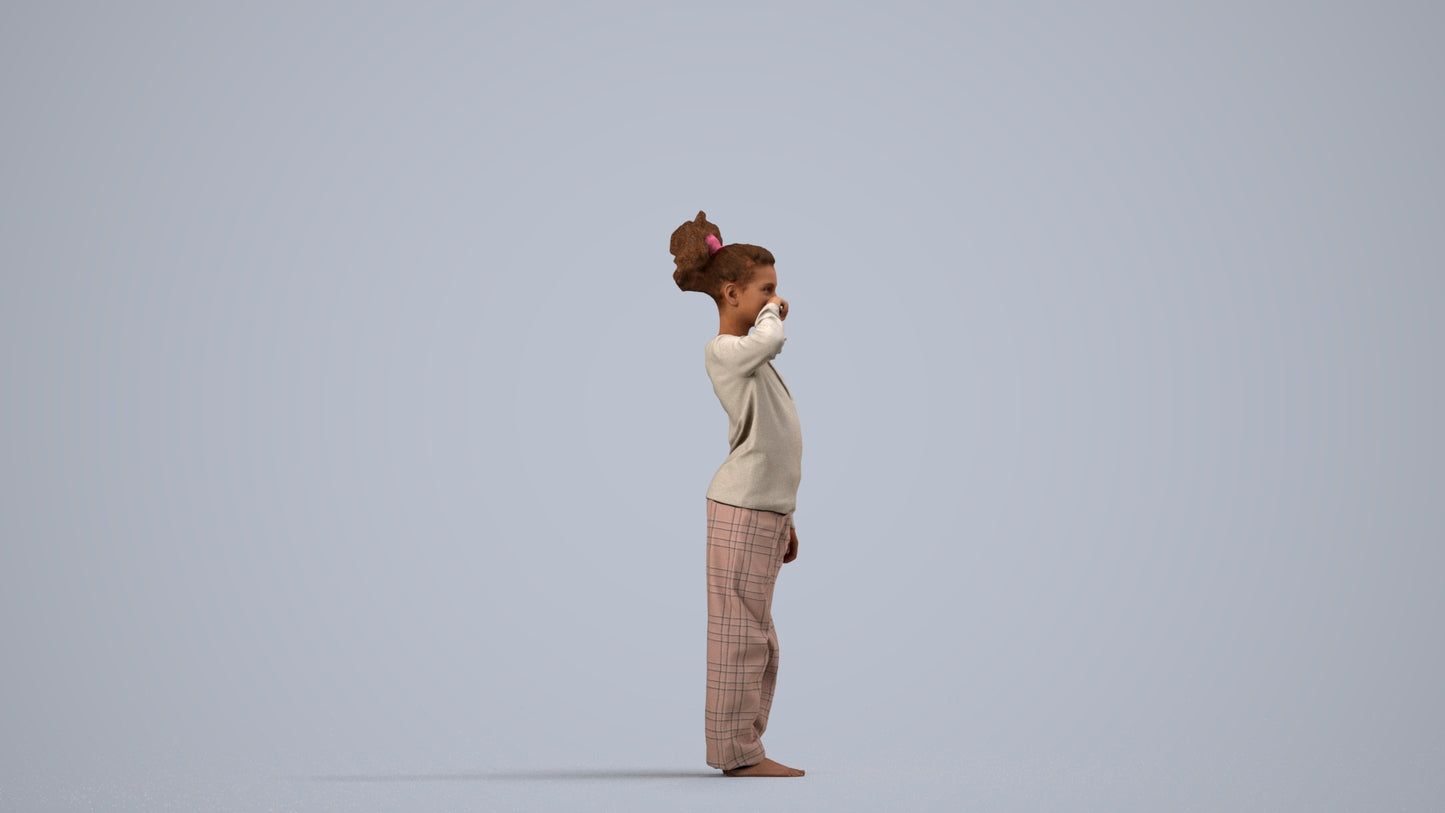 realistic 3D girl kids, scanned archviz people for Blender and 3ds Max, side view render