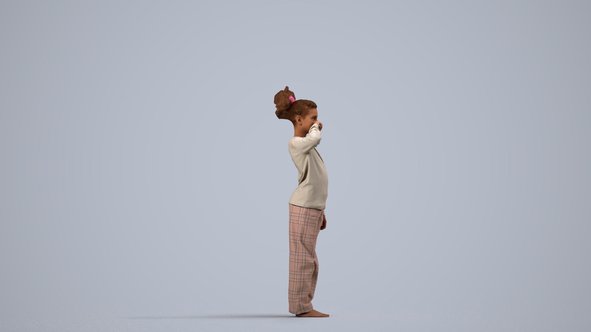 realistic 3D girl kids, scanned archviz people for Blender and 3ds Max, side view render