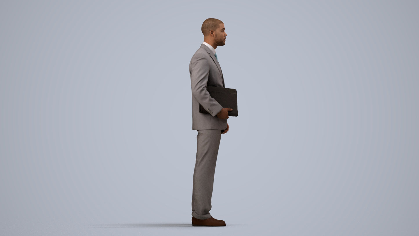 scanned 3D man business, photogrammetry people for Enscape and V-Ray, side view render