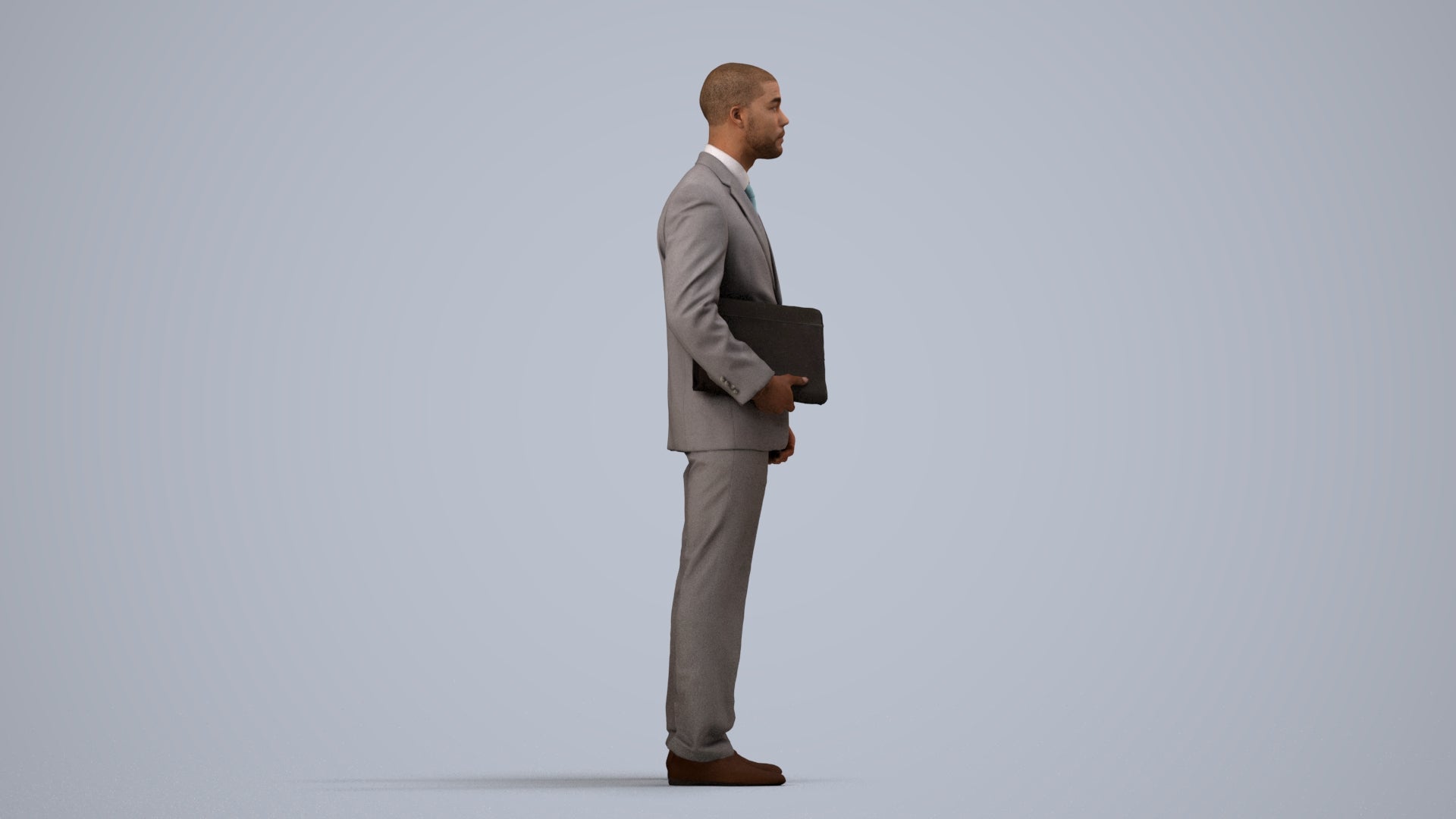 scanned 3D man business, photogrammetry people for Enscape and V-Ray, side view render