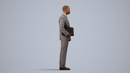 scanned 3D man business, photogrammetry people for Enscape and V-Ray, side view render
