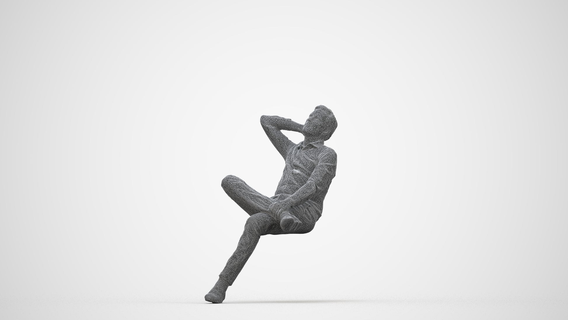realistic 3D human man business, archviz people FBX OBJ for Blender, wireframe back view