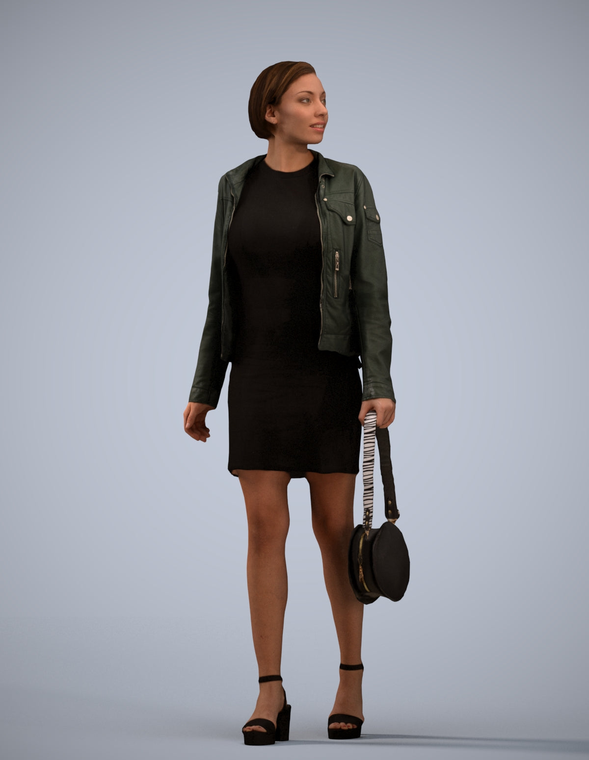 3D scanned woman walking casual, photorealistic archviz people for Enscape and SketchUp