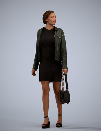 3D scanned woman walking casual, photorealistic archviz people for Enscape and SketchUp