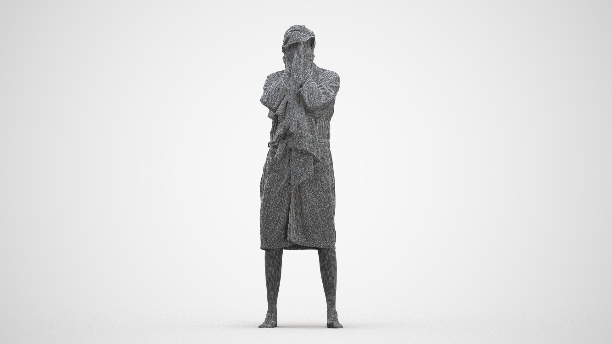 realistic 3D man bathroom, scanned archviz people for Blender and 3ds Max, three-quarter front view render