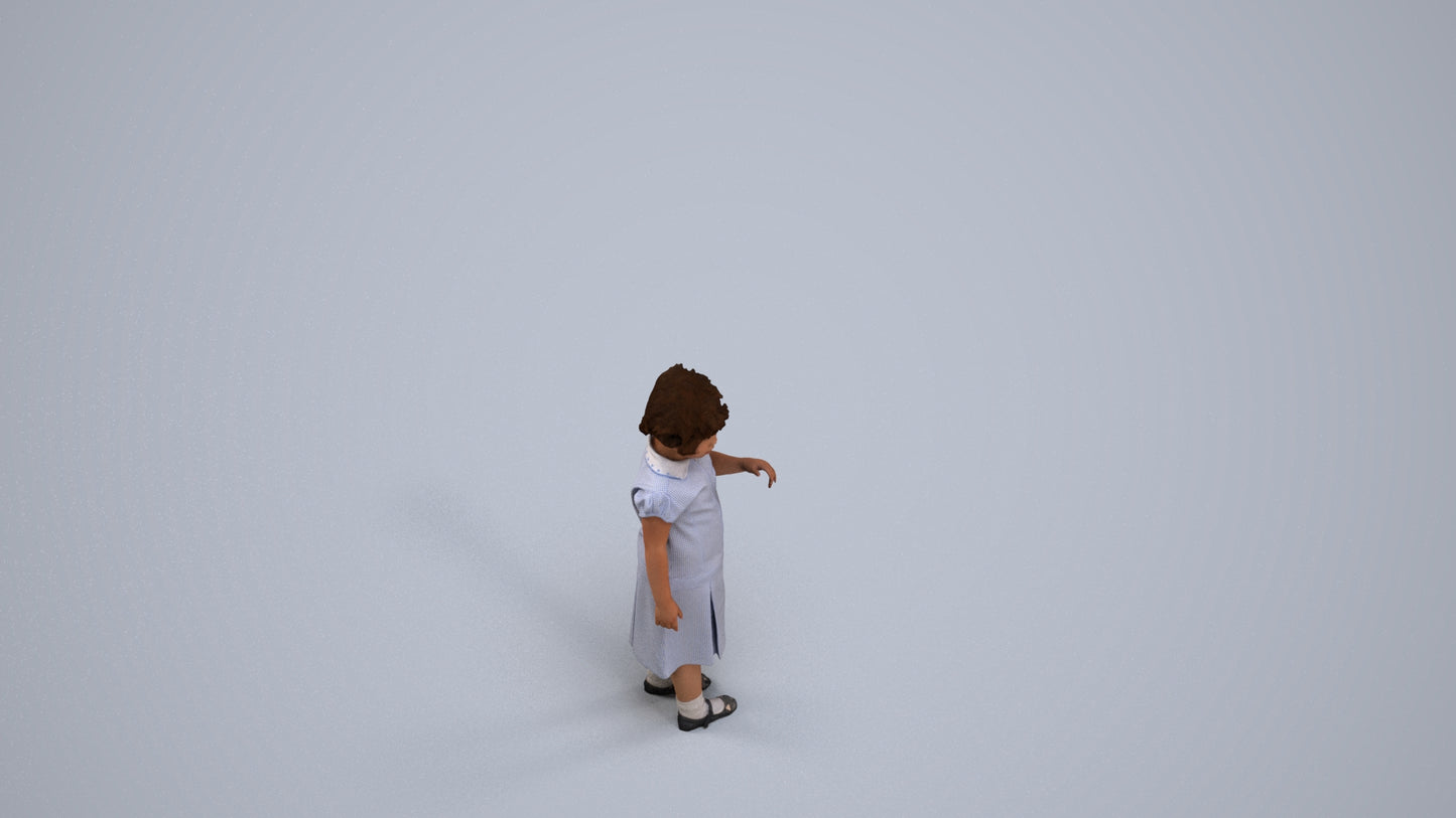 photogrammetry 3D girl kids, realistic human model archviz FBX, back view render