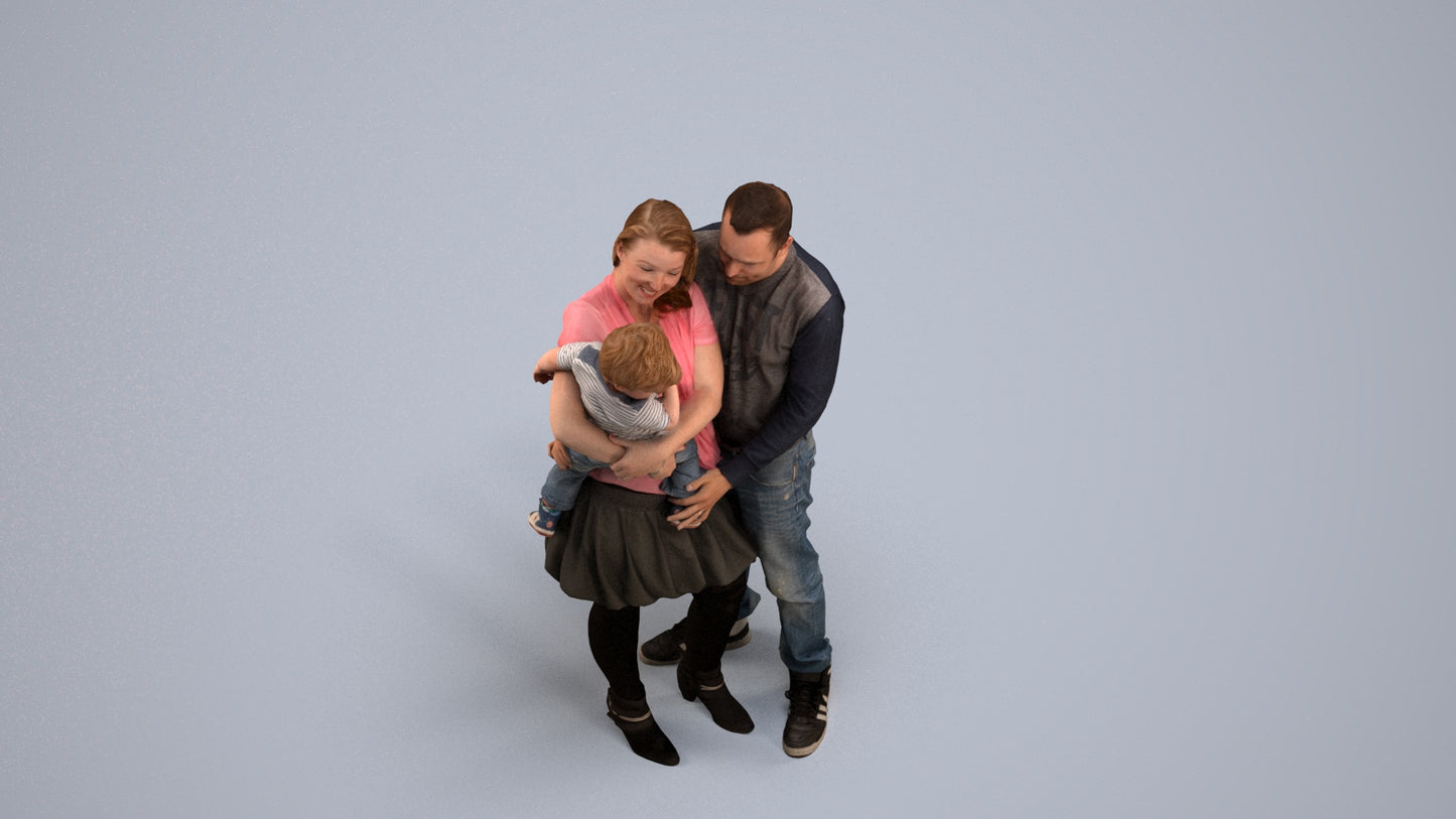 realistic 3D people girl casual standing, render-ready for V-Ray and Corona, FBX OBJ, back view render