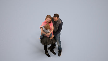 realistic 3D people girl casual standing, render-ready for V-Ray and Corona, FBX OBJ, back view render