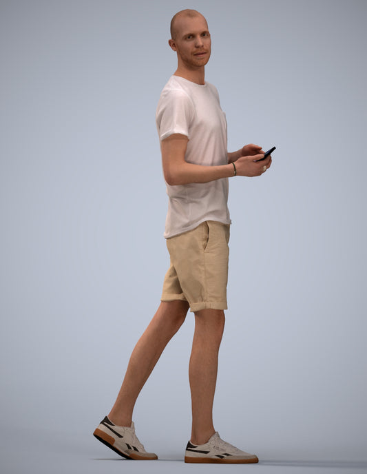 realistic 3D people man casual standing, render-ready for V-Ray and Corona, FBX OBJ