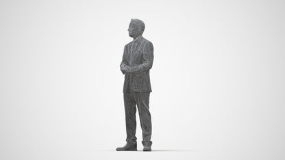 scanned 3D man business, photogrammetry people for Enscape and V-Ray, wireframe back view