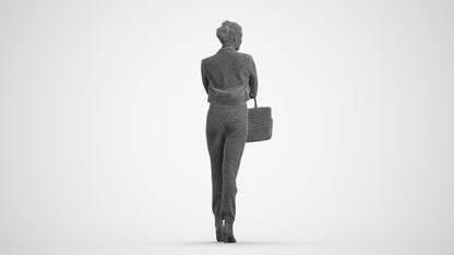 3D human model woman business standing, photogrammetry scanned person for archviz, wireframe front view