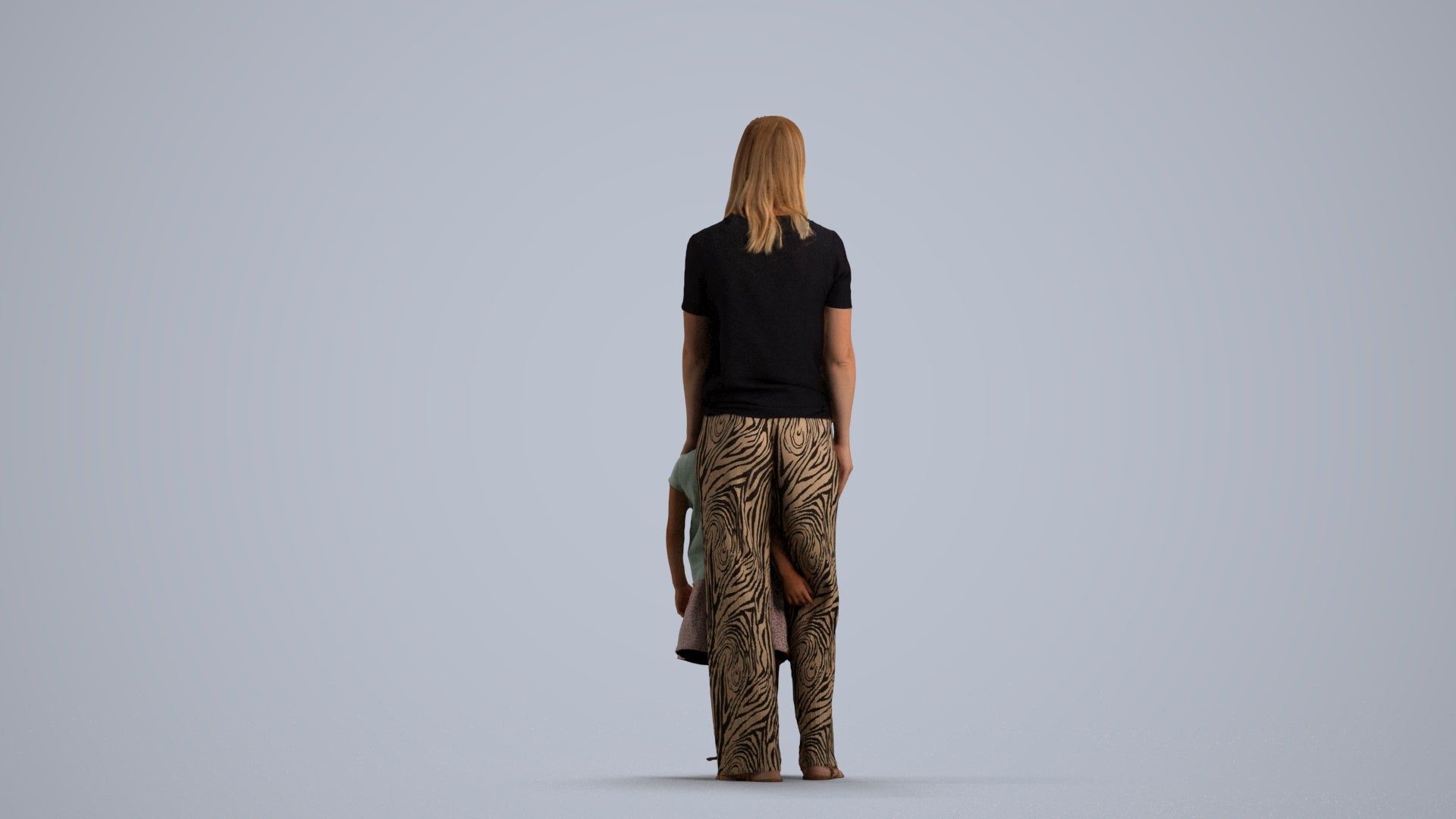 3D people model girl casual kids, scanned human for 3ds Max rendering, front view render