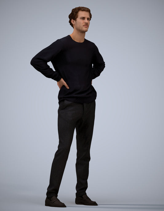 3D human model man casual standing, photogrammetry scanned person for archviz