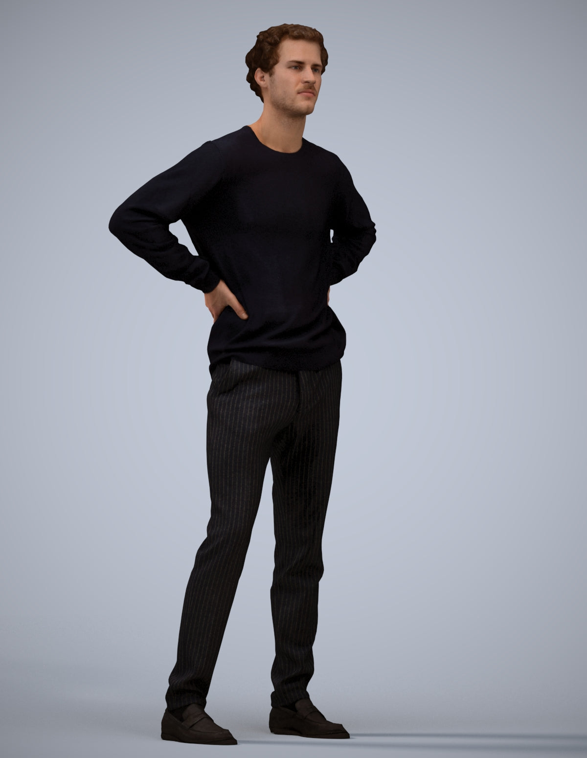 3D human model man casual standing, photogrammetry scanned person for archviz