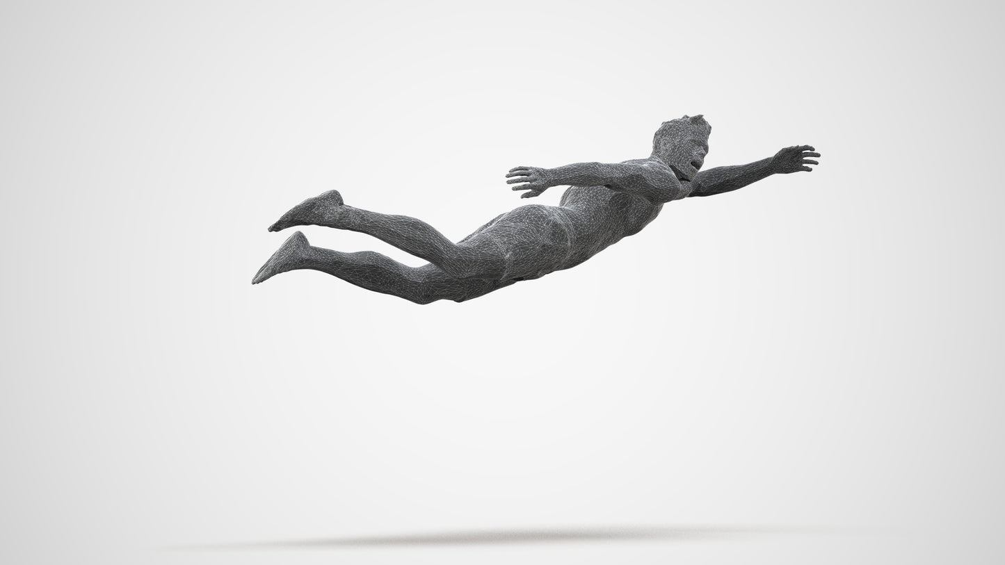 realistic 3D people man sport pool, render-ready for V-Ray and Corona, FBX OBJ, wireframe side view