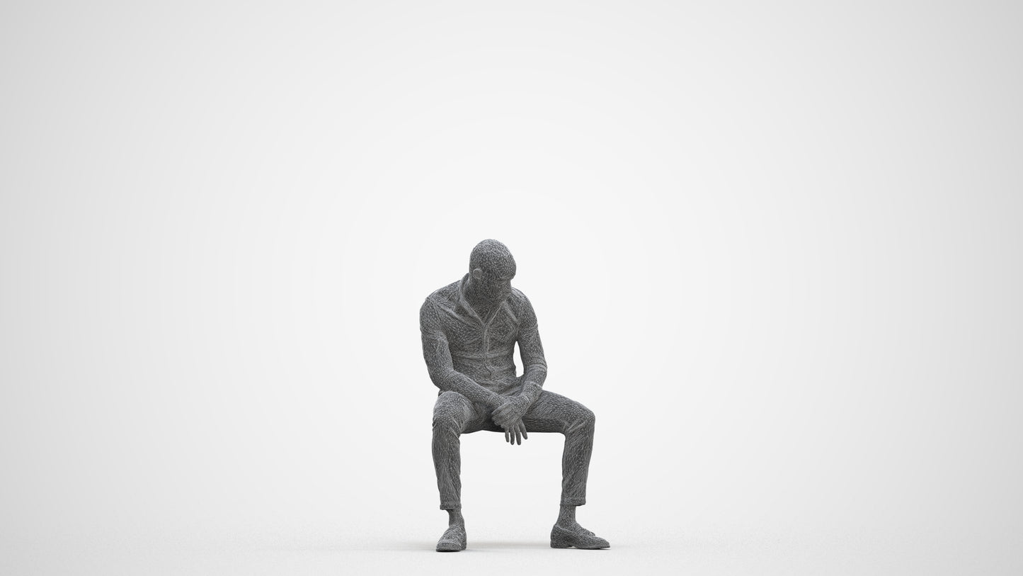 realistic 3D people man business sitting, render-ready for V-Ray and Corona, FBX OBJ, three-quarter front view render