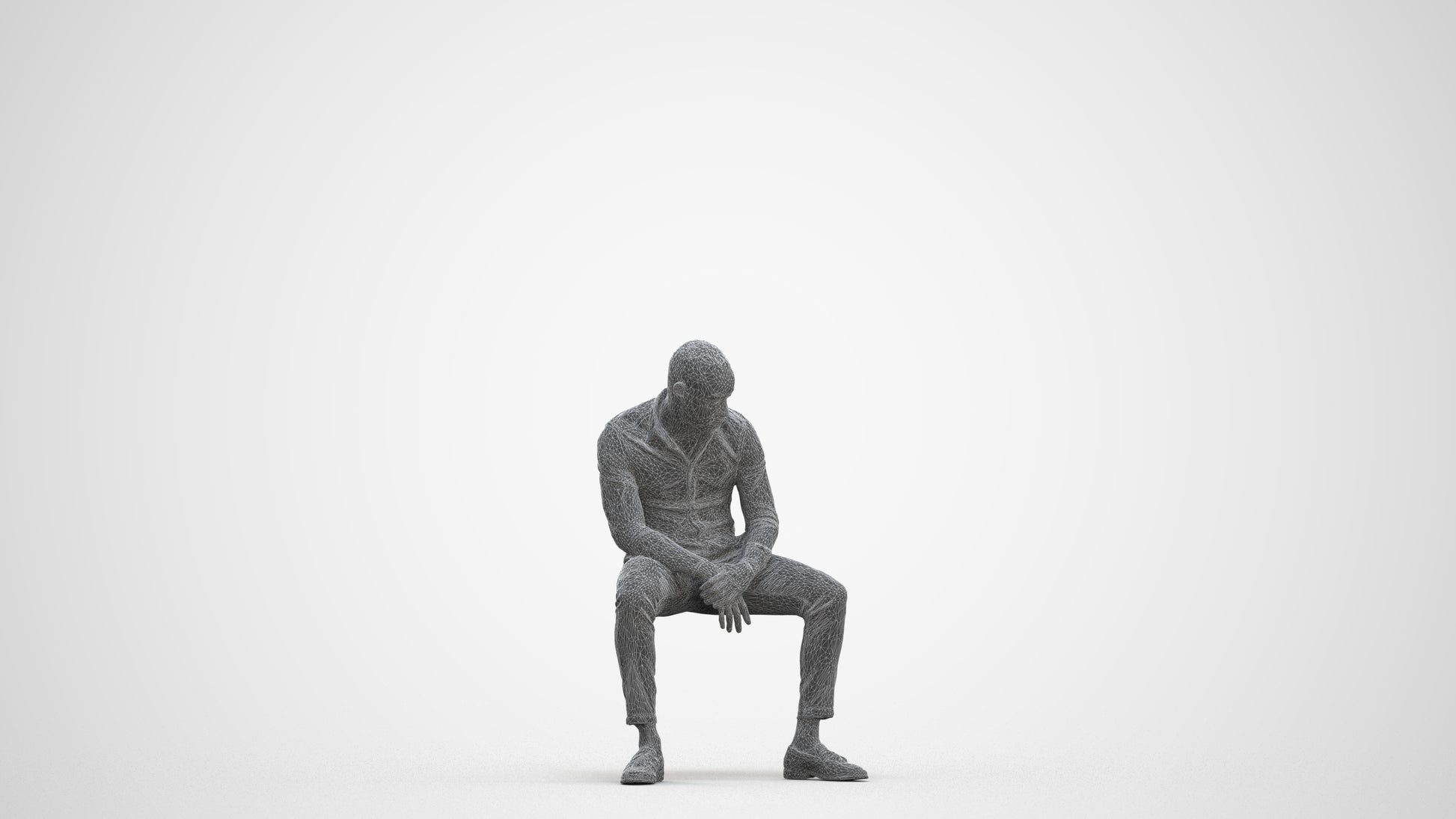 realistic 3D people man business sitting, render-ready for V-Ray and Corona, FBX OBJ, three-quarter front view render