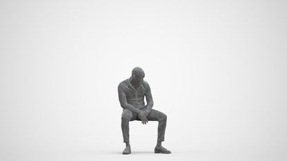 realistic 3D people man business sitting, render-ready for V-Ray and Corona, FBX OBJ, three-quarter front view render