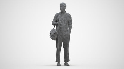 scanned 3D man casual standing, photogrammetry people for Enscape and V-Ray, three-quarter front view render