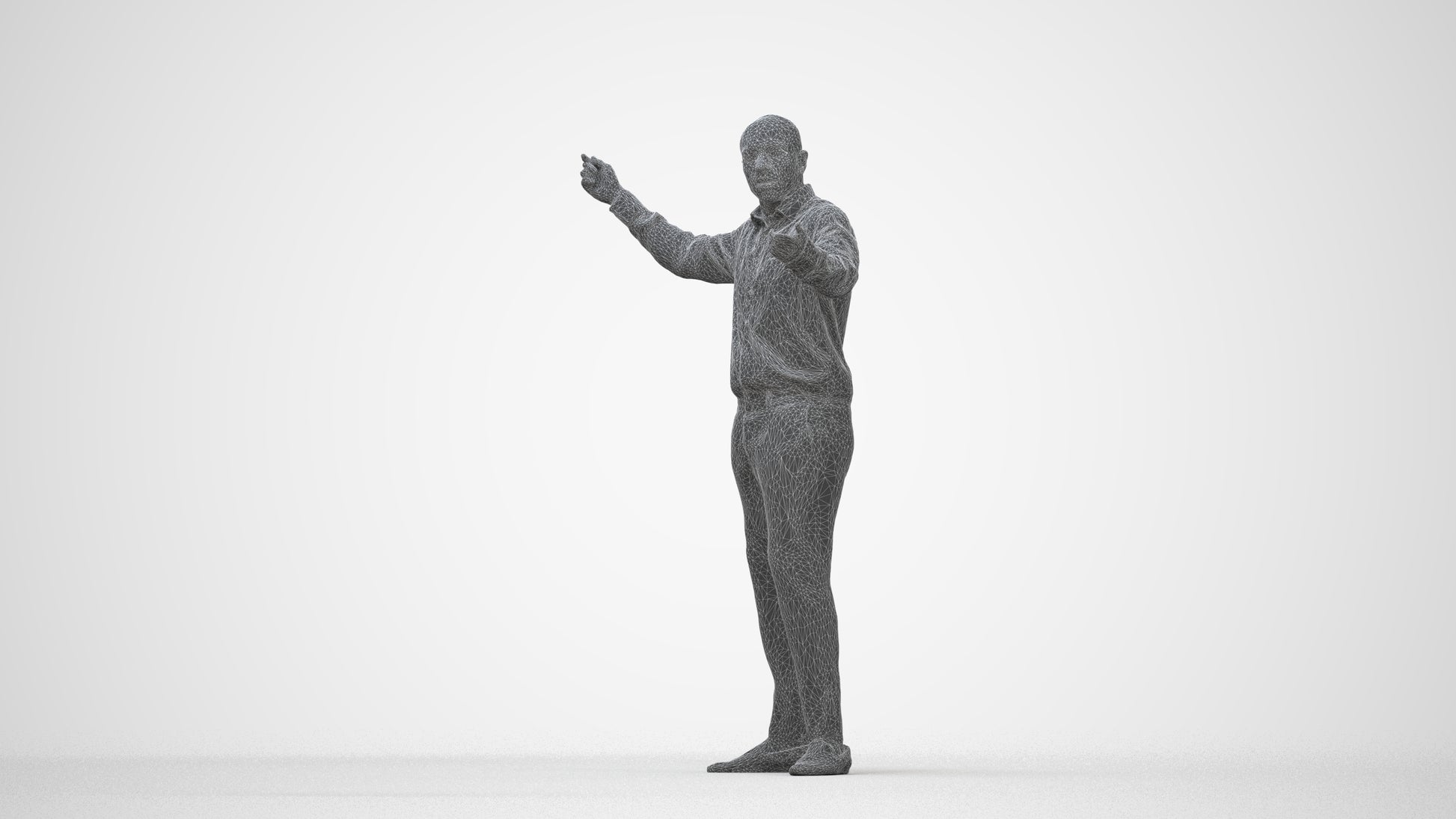 realistic 3D man business, scanned archviz people for Blender and 3ds Max, wireframe back view