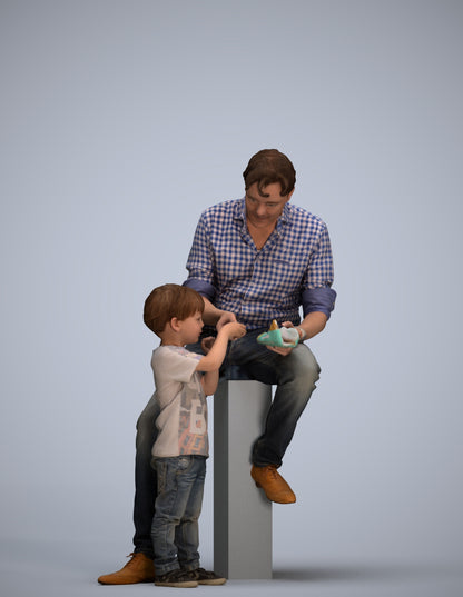 3D people model boy casual kids, scanned human for 3ds Max rendering