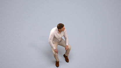 3D scanned man sitting casual, photorealistic archviz people for Enscape and SketchUp, back view render